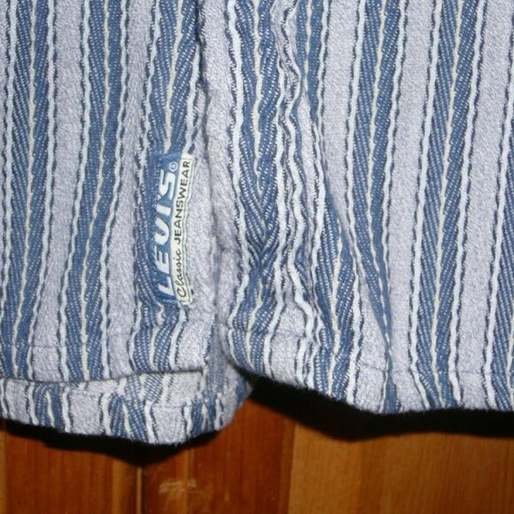 LEVI'S CLASSIC JEANSWEAR Mens Size Large Blue Stripe Cotton Button Down Shirt - Picture 4 of 5